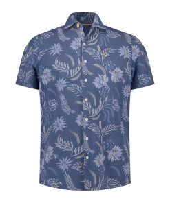 NZA Overhemd Korte Mouw Navy Sky