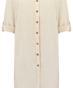 Bloomings Linnen Lange Blouse Sandshell