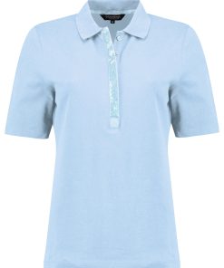 Bloomings Polo shirt s/s pailletten Sky Blue